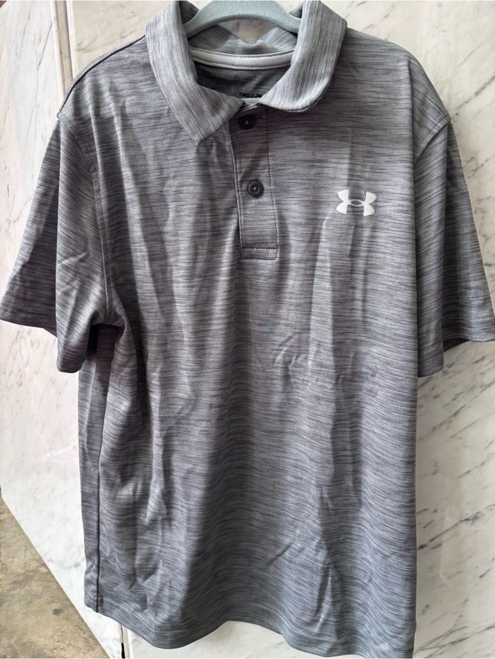 Under Armour Boy's medium Gray Heathered performance Polo Shirt